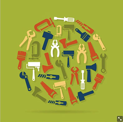 Illustratie van gereedschap dat CQ Reclame gebruikt bij montagewerkzaamheden 